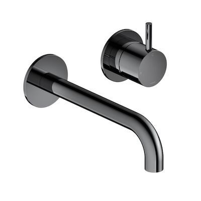 Inbouw Wastafelkraan Hotbath Cobber 18cm Gebogen Uitloop 1-Hendel Zwart Chroom
