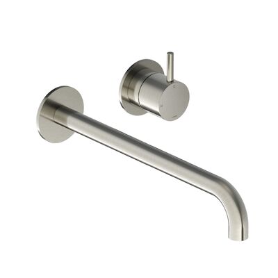 Inbouw Wastafelkraan Hotbath Cobber 25cm Gebogen Uitloop 1-Hendel Geborsteld Nikkel