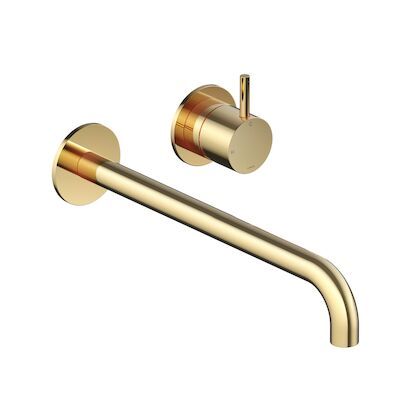 Inbouw Wastafelkraan Hotbath Cobber 25cm Gebogen Uitloop 1-Hendel Gepolijst Messing