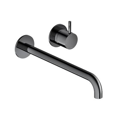 Inbouw Wastafelkraan Hotbath Cobber 25cm Gebogen Uitloop 1-Hendel Zwart Chroom