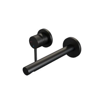 Inbouw Wastafelmengkraan Brauer Black Carving Coldstart Rechte Uitloop Ronde Hendel Links Mat Zwart Met Rozetten