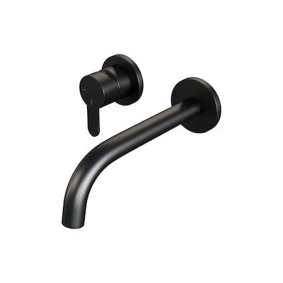 Inbouw Wastafelmengkraan Brauer Black Edition Coldstart Gebogen Uitloop Korte Platte Hendel Links Mat Zwart Met Rozetten