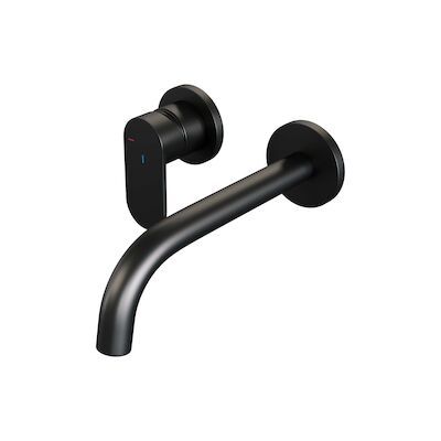 Inbouw Wastafelmengkraan Brauer Black Edition Coldstart Gebogen Uitloop Platte Hendel Links Mat Zwart Met Rozetten