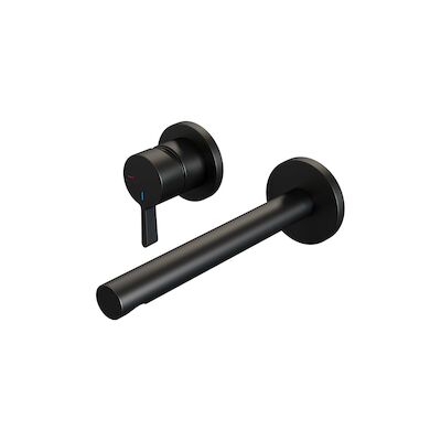 Inbouw Wastafelmengkraan Brauer Black Edition Coldstart Rechte Uitloop Halfronde Hendel Links Mat Zwart Met Rozetten
