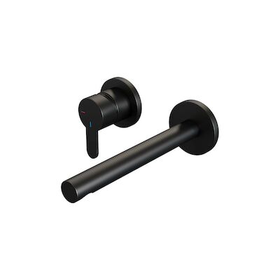 Inbouw Wastafelmengkraan Brauer Black Edition Coldstart Rechte Uitloop Korte Platte Hendel Links Mat Zwart Met Rozetten