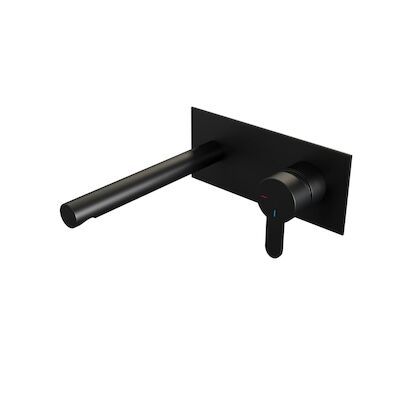 Inbouw Wastafelmengkraan Brauer Black Edition Coldstart Rechte Uitloop Korte Platte Hendel Rechts Mat Zwart Met Afdekplaat