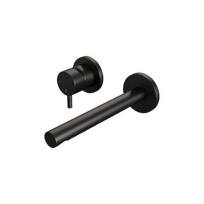 Inbouw Wastafelmengkraan Brauer Black Edition Coldstart Rechte Uitloop Korte Ronde Hendel Links Mat Zwart Met Rozetten