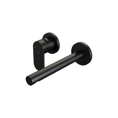 Inbouw Wastafelmengkraan Brauer Black Edition Coldstart Rechte Uitloop Platte Hendel Links Mat Zwart Met Rozetten