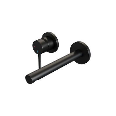 Inbouw Wastafelmengkraan Brauer Black Edition Coldstart Rechte Uitloop Ronde Hendel Links Mat Zwart Met Rozetten