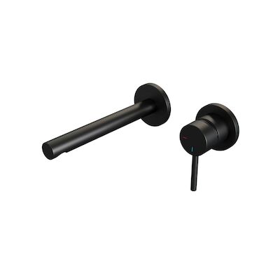 Inbouw Wastafelmengkraan Brauer Black Edition Coldstart Rechte Uitloop Ronde Hendel Rechts Mat Zwart Met Rozetten