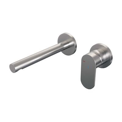 Inbouw Wastafelmengkraan Brauer Brushed Edition Coldstart Rechte Uitloop Platte Hendel Rechts Geborsteld RVS PVD Met Rozetten
