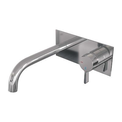 Inbouw Wastafelmengkraan Brauer Chrome Edition Coldstart Gebogen Uitloop Halfronde Hendel Rechts Chroom Met Afdekplaat