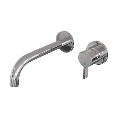 Inbouw Wastafelmengkraan Brauer Chrome Edition Coldstart Gebogen Uitloop Halfronde Hendel Rechts Chroom Met Rozetten