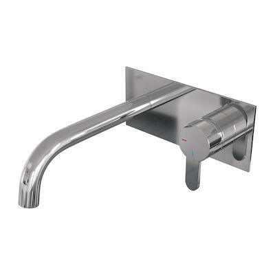 Inbouw Wastafelmengkraan Brauer Chrome Edition Coldstart Gebogen Uitloop Korte Platte Hendel Rechts Chroom Met Afdekplaat