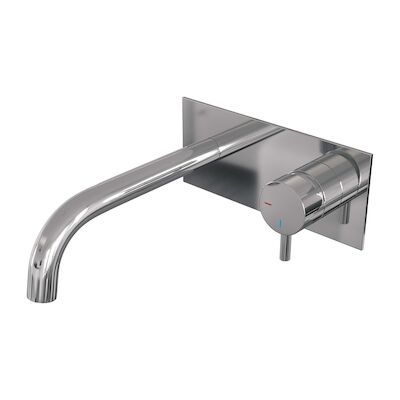 Inbouw Wastafelmengkraan Brauer Chrome Edition Coldstart Gebogen Uitloop Korte Ronde Hendel Rechts Chroom Met Afdekplaat