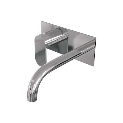 Inbouw Wastafelmengkraan Brauer Chrome Edition Coldstart Gebogen Uitloop Platte Hendel Links Chroom Met Afdekplaat