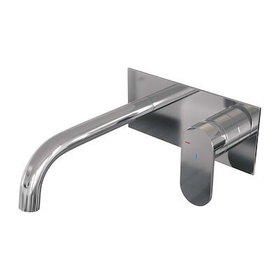 Inbouw Wastafelmengkraan Brauer Chrome Edition Coldstart Gebogen Uitloop Platte Hendel Rechts Chroom Met Afdekplaat