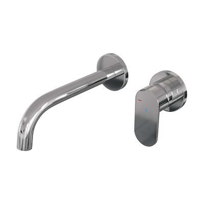 Inbouw Wastafelmengkraan Brauer Chrome Edition Coldstart Gebogen Uitloop Platte Hendel Rechts Chroom Met Rozetten