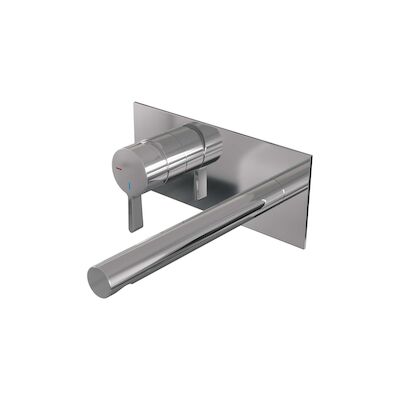 Inbouw Wastafelmengkraan Brauer Chrome Edition Coldstart Rechte Uitloop Halfronde Hendel Links Chroom Met Afdekplaat