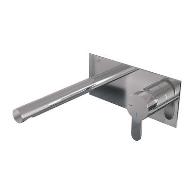 Inbouw Wastafelmengkraan Brauer Chrome Edition Coldstart Rechte Uitloop Korte Platte Hendel Rechts Chroom Met Afdekplaat