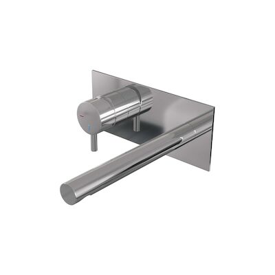 Inbouw Wastafelmengkraan Brauer Chrome Edition Coldstart Rechte Uitloop Korte Ronde Hendel Links Chroom Met Afdekplaat