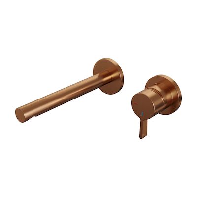 Inbouw Wastafelmengkraan Brauer Copper Edition Coldstart Rechte Uitloop Halfronde Hendel Rechts Geborsteld Koper PVD Met Rozetten