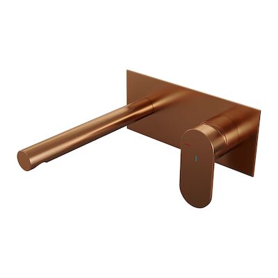 Inbouw Wastafelmengkraan Brauer Copper Edition Coldstart Rechte Uitloop Platte Hendel Rechts Geborsteld Koper PVD Met Afdekplaat