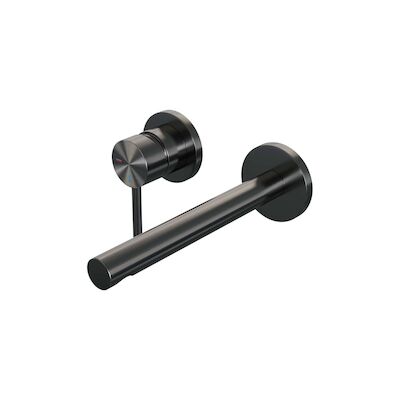 Inbouw Wastafelmengkraan Brauer Gunmetal Edition Coldstart Rechte Uitloop Ronde Hendel Links Geborsteld Gunmetal PVD Met Rozetten