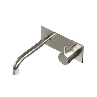 Inbouw Wastafelmengkraan Hotbath Cobber 3+3 Inbouwsysteem 1-hendel Gebogen 18 cm Geborsteld Nikkel