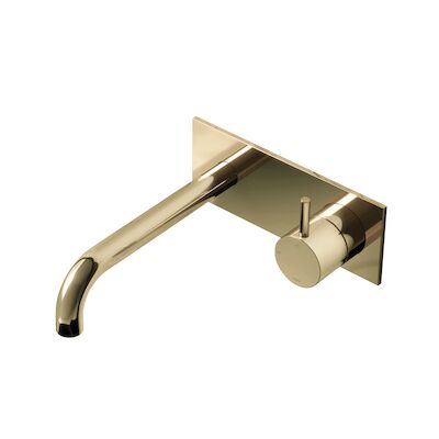 Inbouw Wastafelmengkraan Hotbath Cobber 3+3 Inbouwsysteem 1-hendel Gebogen 18 cm Gepolijst Messing PVD