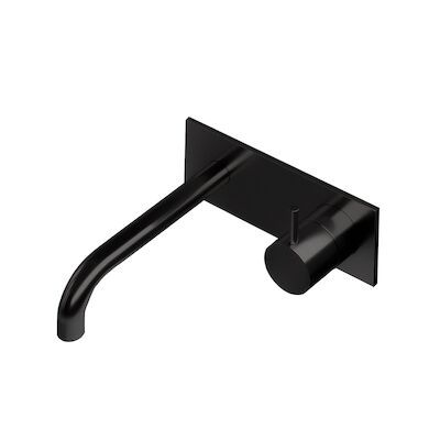 Inbouw Wastafelmengkraan Hotbath Cobber 3+3 Inbouwsysteem 1-hendel Gebogen 18 cm Mat Zwart