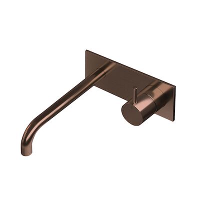 Inbouw Wastafelmengkraan Hotbath Cobber 3+3 Inbouwsysteem 1-hendel Gebogen 25 cm Geborsteld Koper PVD