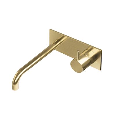 Inbouw Wastafelmengkraan Hotbath Cobber 3+3 Inbouwsysteem 1-hendel Gebogen 25 cm Geborsteld Messing PVD