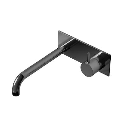 Inbouw Wastafelmengkraan Hotbath Cobber 3+3 Inbouwsysteem 1-hendel Gebogen 25 cm Zwart Chroom