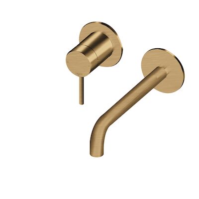 Inbouw Wastafelmengkraan Lagoo Garda met Uitloop Rechts 26 cm Messing Geborsteld Goud