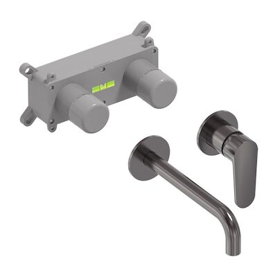 Inbouw Wastafelmengkraan MAY Forma Eenhendel Incl. Inbouwbox Geborsteld Carbon Black PVD