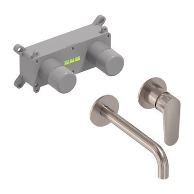Inbouw Wastafelmengkraan MAY Forma Eenhendel Incl. Inbouwbox Geborsteld Nickel PVD