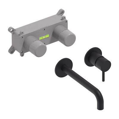 Inbouw Wastafelmengkraan MAY Stilo Eenhendel Incl. Inbouwbox Mat Zwart PED