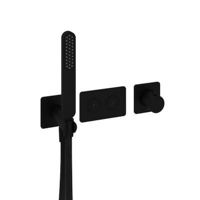 Inbouwkraan Hotbath Gal Thermostaatkraan met 2 Pushbuttons Mat Zwart
