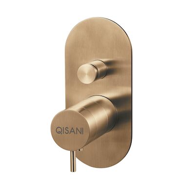 Inbouwkraan Qisani Flow Thermostatisch 2-weg Ovaal Geborsteld Goud