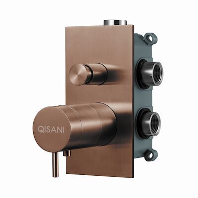 Inbouwkraan Qisani Flow Thermostatisch 2-weg Vierkant Geborsteld Copper