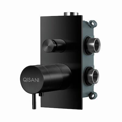 Inbouwkraan Qisani Flow Thermostatisch 2-weg Vierkant Geborsteld Mat Zwart