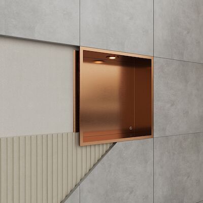 Inbouwnis BWS Alfie 30×30 cm Met LED Verlichting Geborsteld Koper