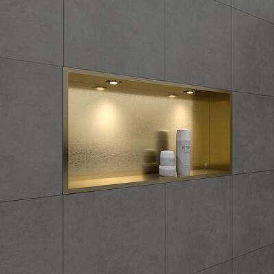 Inbouwnis BWS Alfie 30×60 cm Met LED Verlichting Geborsteld Goud