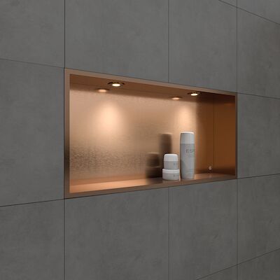 Inbouwnis BWS Alfie 30×60 cm Met LED Verlichting Geborsteld Koper