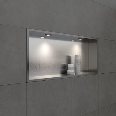 Inbouwnis BWS Alfie 30×60 cm Met LED Verlichting Geborsteld Staal