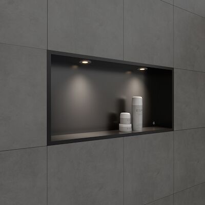 Inbouwnis BWS Alfie 30×60 cm Met LED Verlichting Mat Zwart