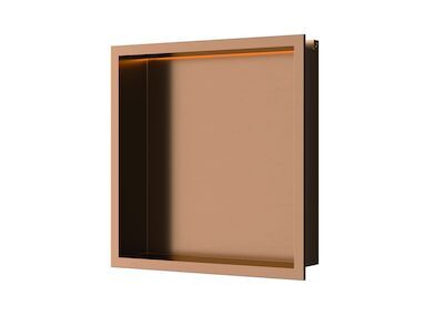 Inbouwnis Luca Sanitair 30x30x6,5cm RVS Geborsteld Koper PVD + LED verlichting