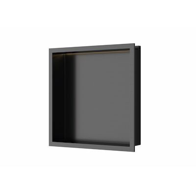 Inbouwnis Luca Sanitair 30x30x6,5cm RVS Gunmetal PVD + LED verlichting