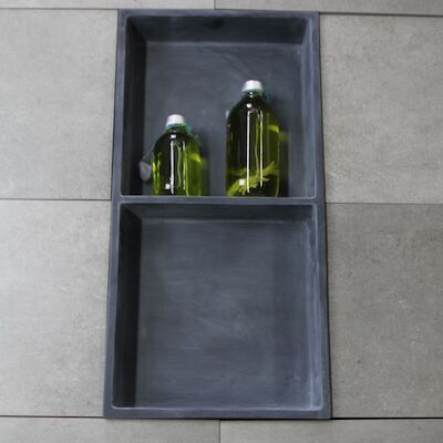 Inbouwnis Luca Sanitair 59,5×29,5x8cm Solid Surface 2 Vakken Rechthoek Mat Wit